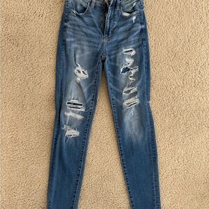 American Eagle Outfitters Ripped Blue Skinny Jeans